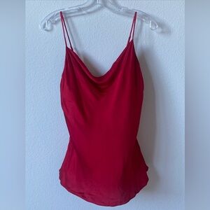 Natori Red Silky Cowl Neck Slip Top Y2K and 90s minimalist aesthetic
